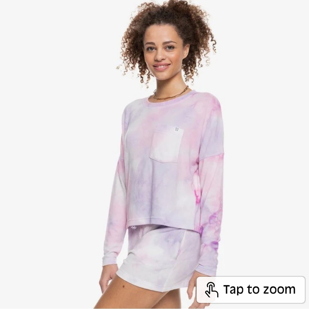 ROXY Tie-Dye Long Sleeve Shirt with Pocket